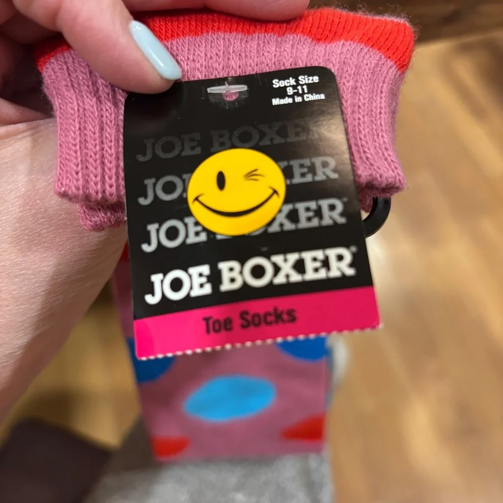 Joe Boxer  Toe Socks Women's Size‎ 9-11 Striped Polka Dot Fun Novelty